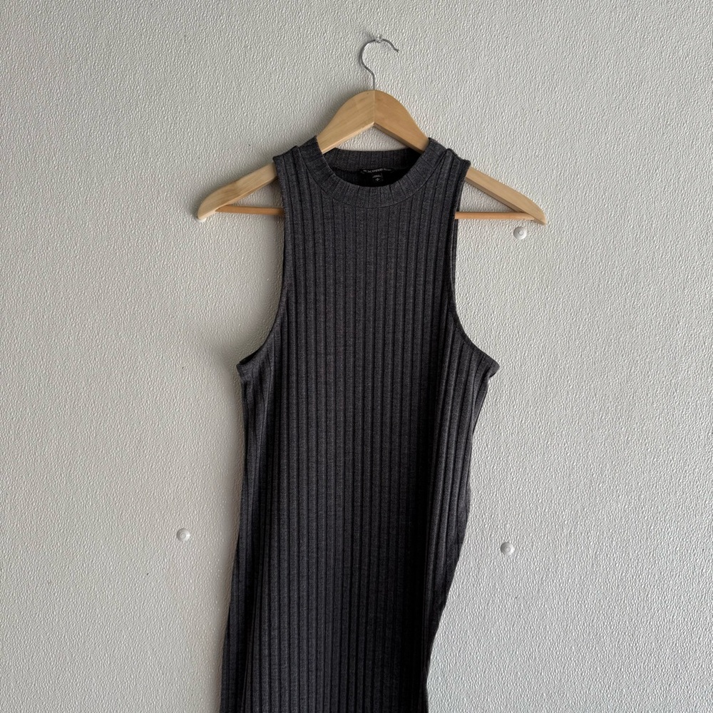 Express Charcoal Ribbed Knit Top
